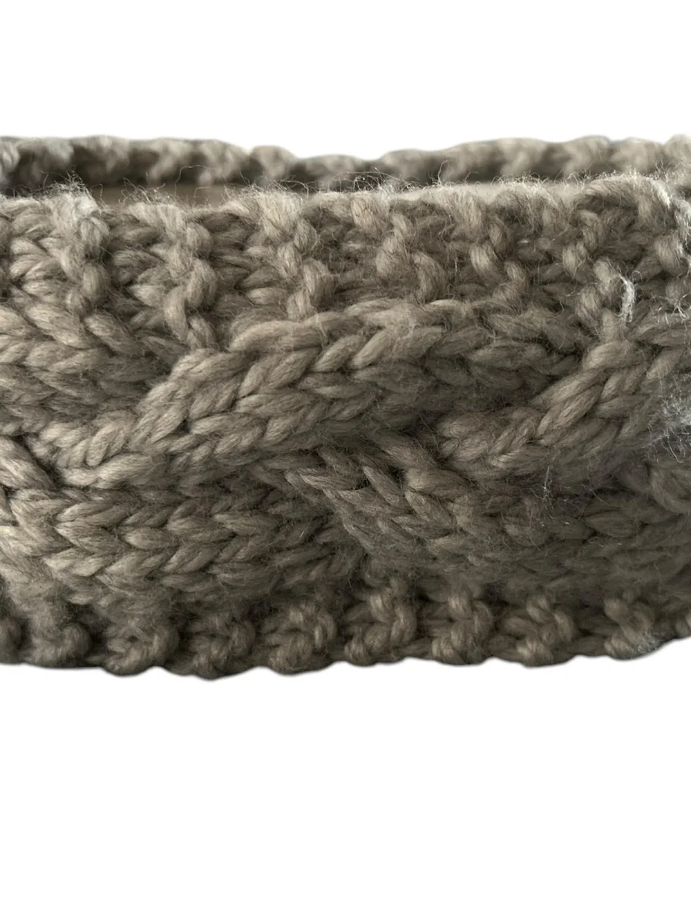 Chunky Cable Knit Headband with Gem Buttons - Light Gray